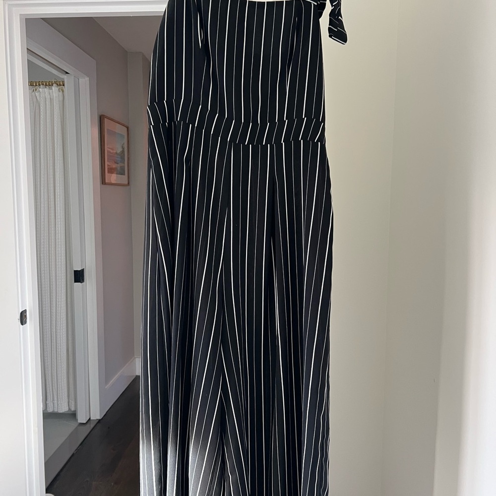 Black and White Striped Jumpsuit